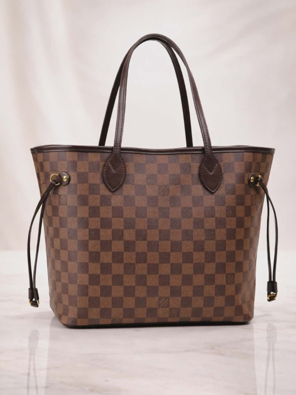 Authentic Louis Vuitton Neverfull MM Damier Ebene Tote Brown LV Shoulder Bag - Picture 1 of 16